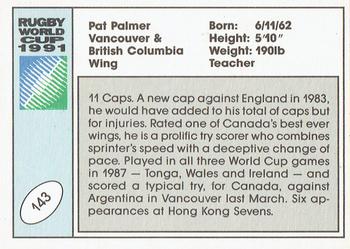 1991 Regina Rugby World Cup #143 Pat Palmer Back